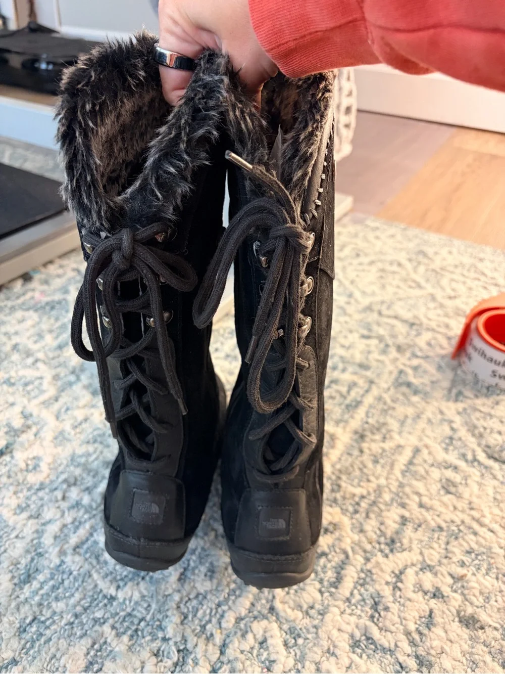 The North Face Janey Black Suede Waterproof Women Snow Winter Boots Sz 8